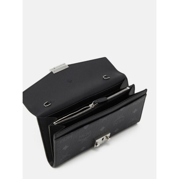 MCM Patricia Visetos Continental Monogram Wallet on a Chain Black and Silver NWT - Picture 3 of 4